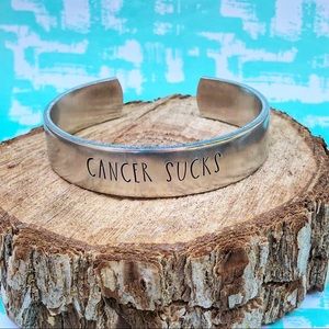 🆕 Cancer Sucks Handstamped Cuff Bracelet